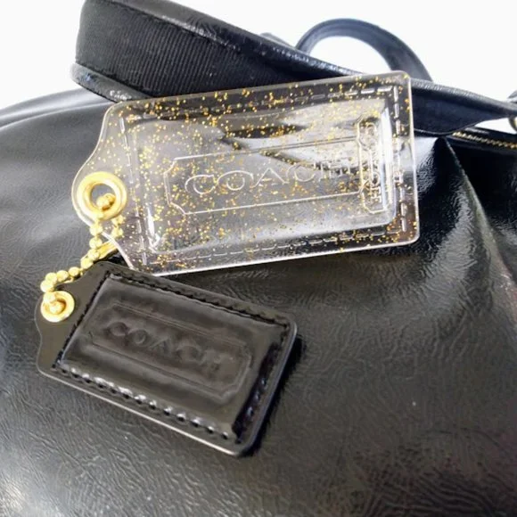 Coach Poppy Black Liquid Glam Patent Leather Tote - Picture 12 of 16